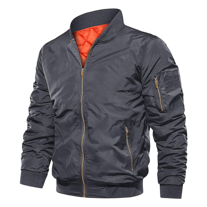 Davy Graue Sport Bomberjacke aus Satin