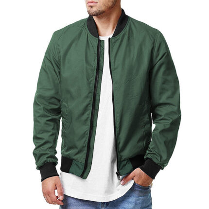 Soild Mineral Green Bomberjacke Mit Reißverschluss