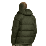 Schwarze Pufferjacke Mit Kapuze Und Kuhfell