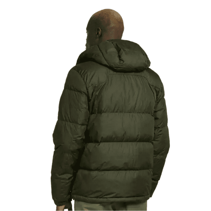 Schwarze Pufferjacke Mit Kapuze Und Kuhfell