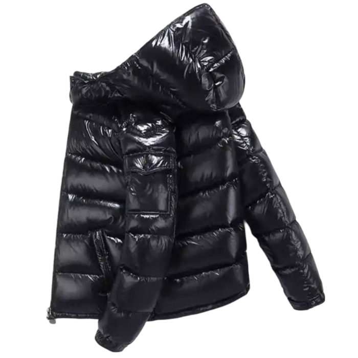 Schwarze Pufferjacke Mit Kapuze Von Heavy Bubble