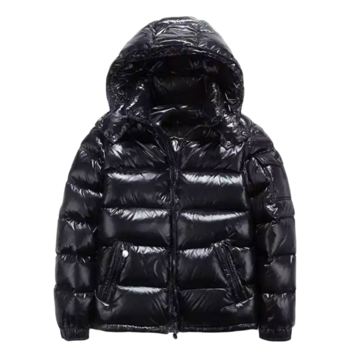 Schwarze Pufferjacke Mit Kapuze Von Heavy Bubble