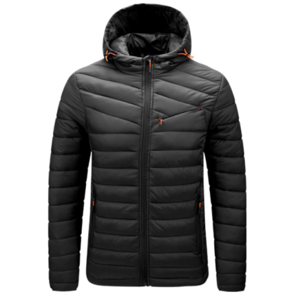 Schwarze Sportliche Winddichte Puffer Steppjacke