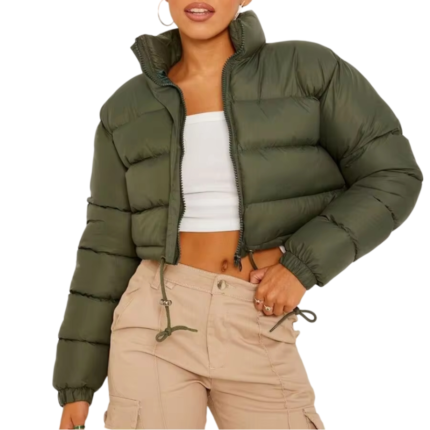 Armeegrüne Damen Pufferjacke