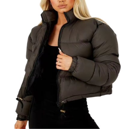 Taupefarbene Pufferjacke Damen