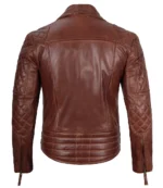 Dunkelbraune gesteppte asymmetrische Leder-Bikerjacke Herren