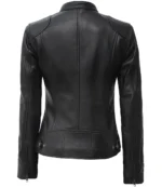 Dodge Schwarze Damen Leder Biker Jacke