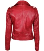 Margaret Rote Damen Biker Lederjacke