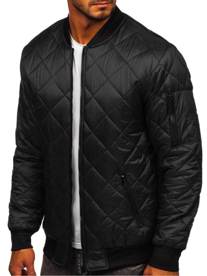 Schwarze Übergangsjacke Quilted Bomber Herrens