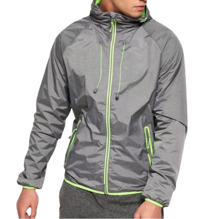 Übergangsjacke Grau Windbreaker Hooded Herren