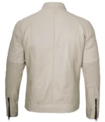 Beige Herren Cafe Racer Echtlederjacke