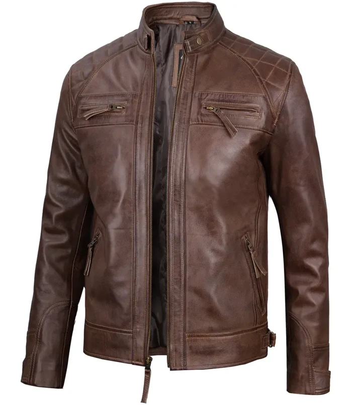 Schokoladen Braune Cafe Herren Motorrad Lederjacke