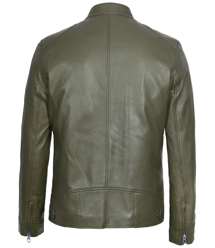 Dodge Herren Grün Cafe Racer Echtleder Jacke