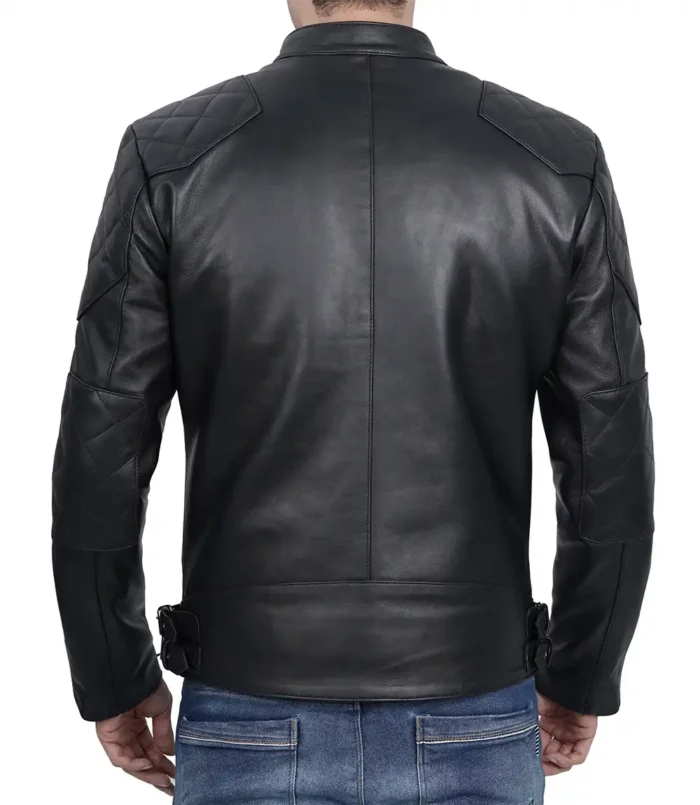 Schwarze Cafe Racer Lederjacke Männer