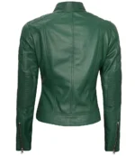 Austin Damen Bikerjacke Cafe Racer aus echtem Leder in Grün