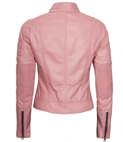 Austin Damen Rosa Cafe Racer Echtlederjacke