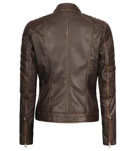 Braune Cafe Racer Bikerjacke im Used Look für Damen