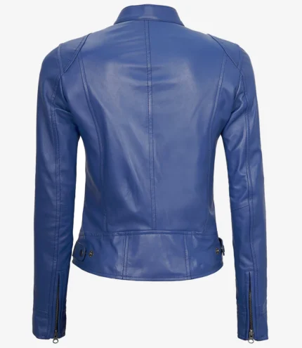 Cafe Racer Damen Blaue Lederjacke