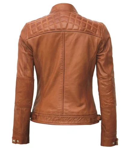 Cafe Racer Tan Lederjacke für Damen