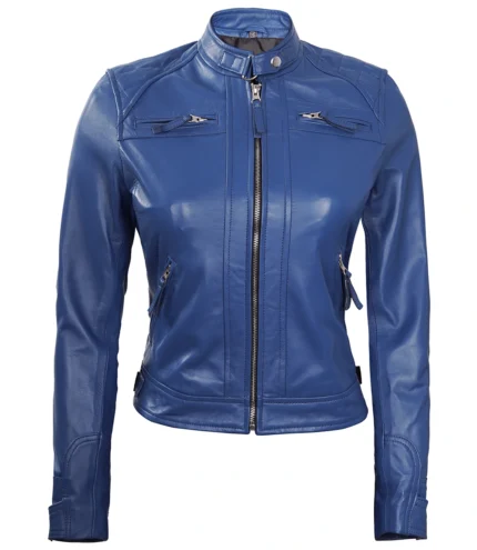 Damen Blue Diamond Cafe Racer Echtlederjacke