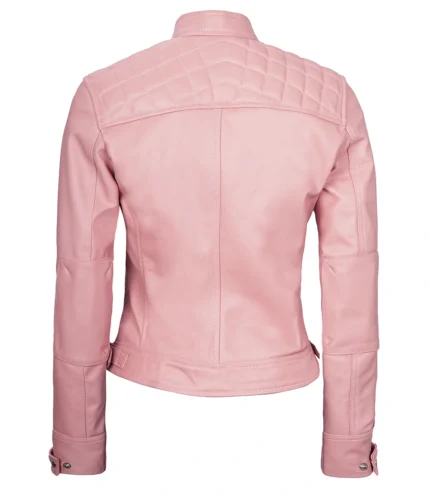 Damen Pink Diamond Cafe Racer Echtlederjacke
