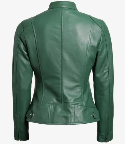 Dodge Damen Grüne Motorrad Cafe Racer Lederjacke