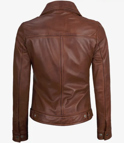 Jose Damen Harrington Lederjacke Cognac Wax