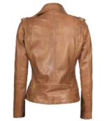 Kirsten Damen Asymmetrische Kamelbraune Echtlederjacke