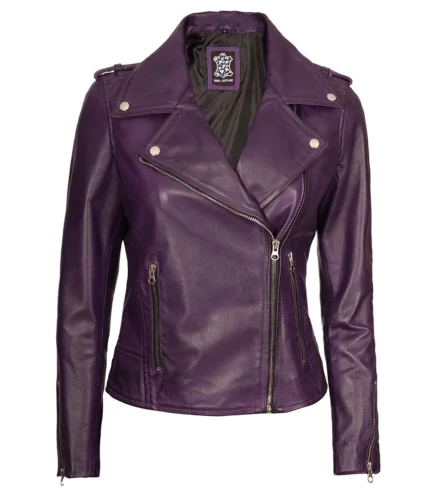 Kirsten Damen lila Motorrad Lederjacke