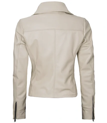 Ninfa Damen Jacke aus echtem Leder im Moto Stil Beige