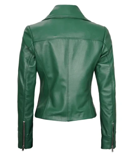 Ninfa Damen Moto Style Echtlederjacke Grün