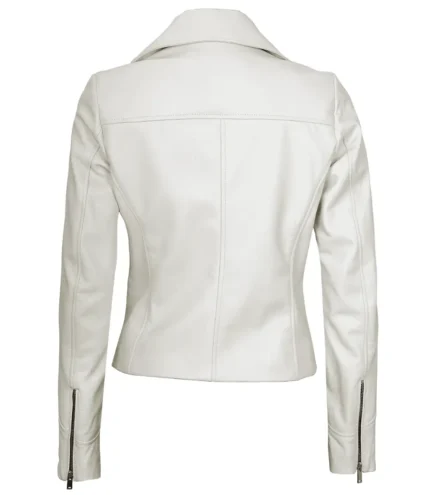 Ninfa Damen Moto Style Off White Echtlederjacke