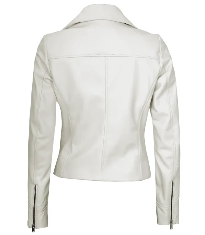 Ninfa Damen Moto Style Off White Echtlederjacke