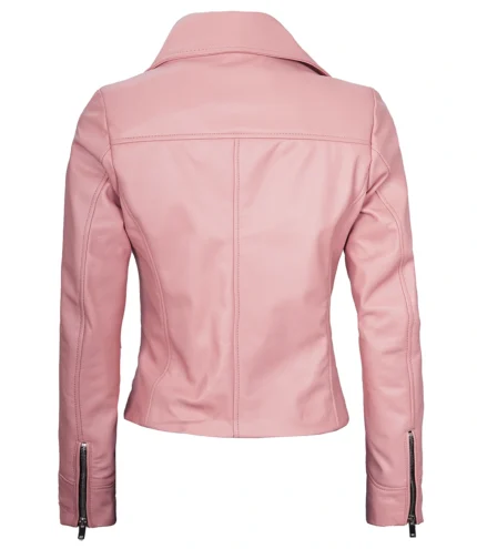 Ninfa Frauen Moto Stil Echtleder Rosa Jacke