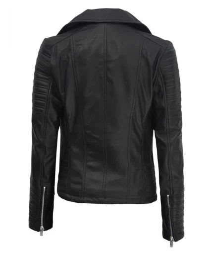 Schwarze Asymmetrische Motorrad Leder Bikerjacke für Damen