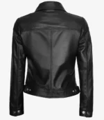 Schwarze Harrington Lederjacke für Damen