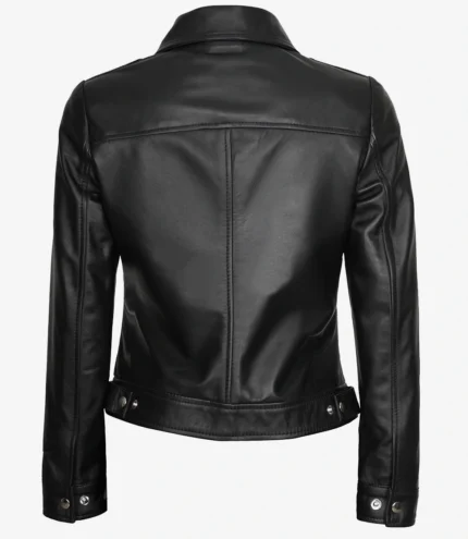 Schwarze Harrington Lederjacke für Damen
