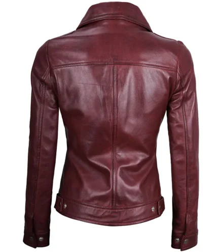 Burgunderfarbene Harrington Lederjacke für Damen von Jose