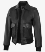 Damen Schwarze Harrington Bomber Lederjacke