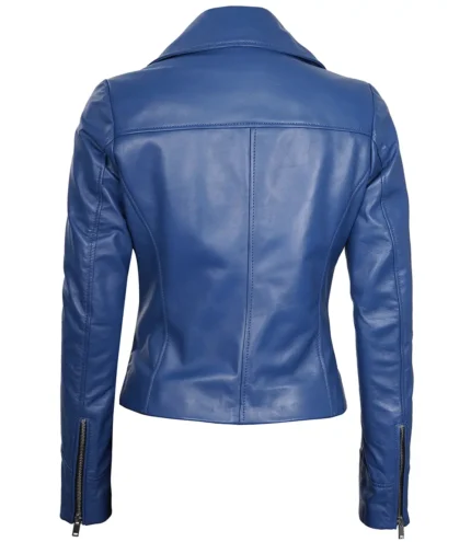 Damen Off White Diamond Moto Style Echtlederjacke